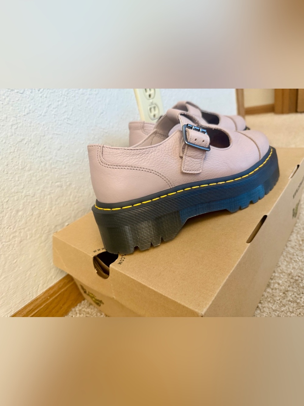 Dr. Martens | Bethan Pisa Leather Platform Mary Jane Shoes in Vintage Taupe - Picture 6 of 14